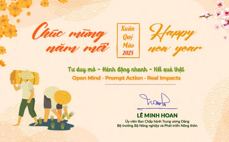 Thiệp Chúc Xuân 2023 của Bộ trưởng Bộ Nông nghiệp và PTNT