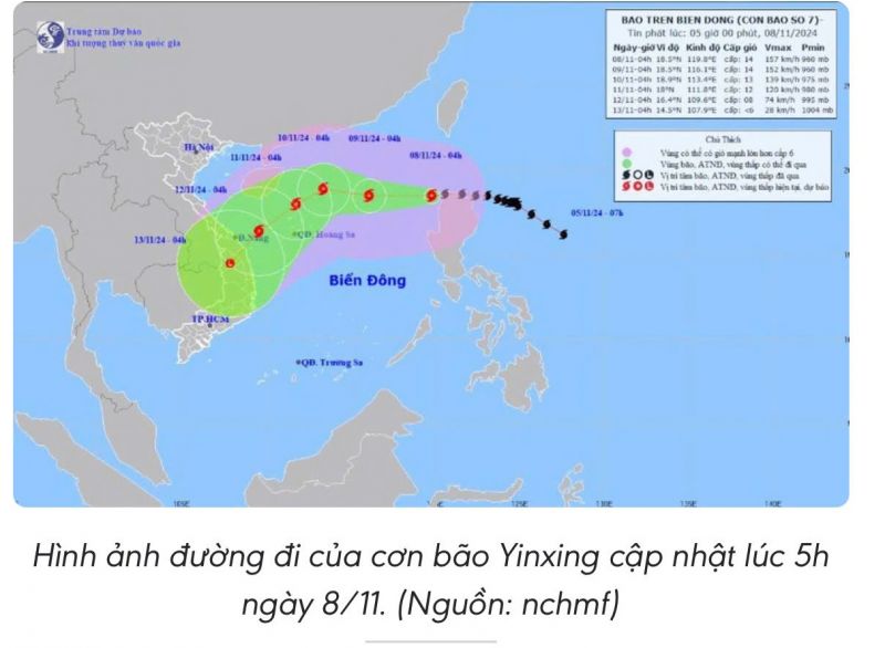 Bão Yinxing đang hướng vào Biển Đông với sức gió giật cấp 17