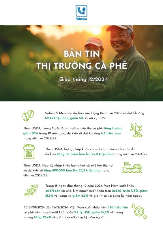 BẢN TIN THỊ TRƯỜNG CÀ PHÊ GIỮA THÁNG 12 NĂM 2024